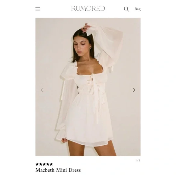 Rumored Cream Mini Macbeth Dress with Ruffle Details - Picture 3 of 4